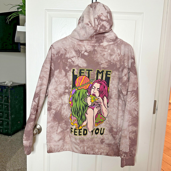 a**holes let me feed you tie dye hoodie graphic mushroom art size medium - Picture 2 of 5